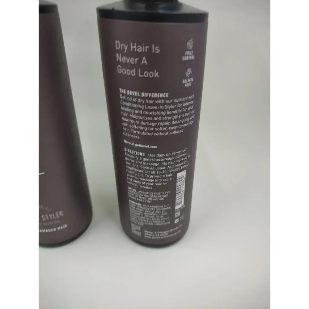 Bevel Hair 7 oz Conditioning Leave In Styler With Hemp Seed Oil NEW pack of 2
